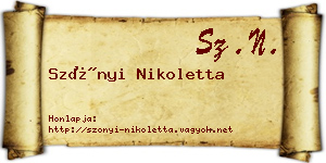 Szőnyi Nikoletta névjegykártya